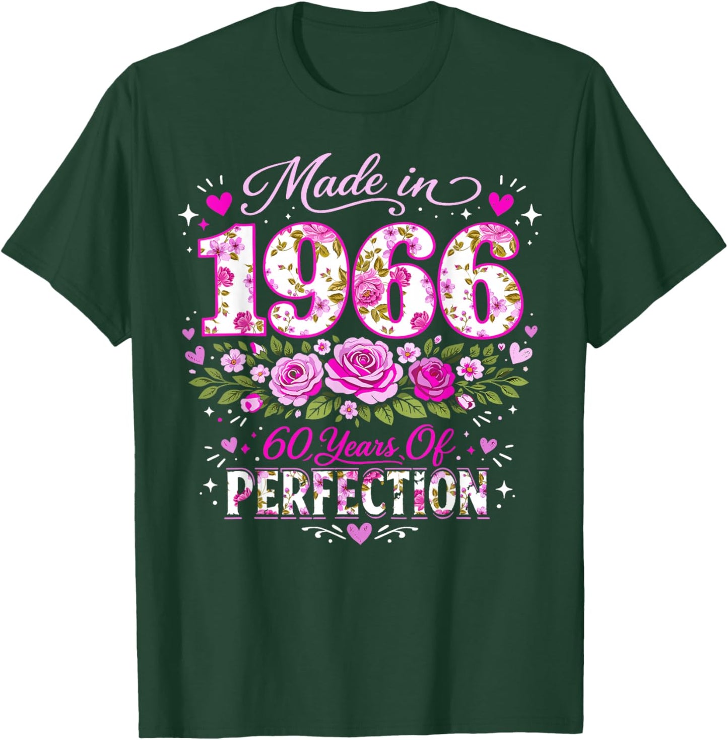 60 Year Old Made 1966 Floral 60th Birthday Women T-Shirt - T-Shirt | Forest