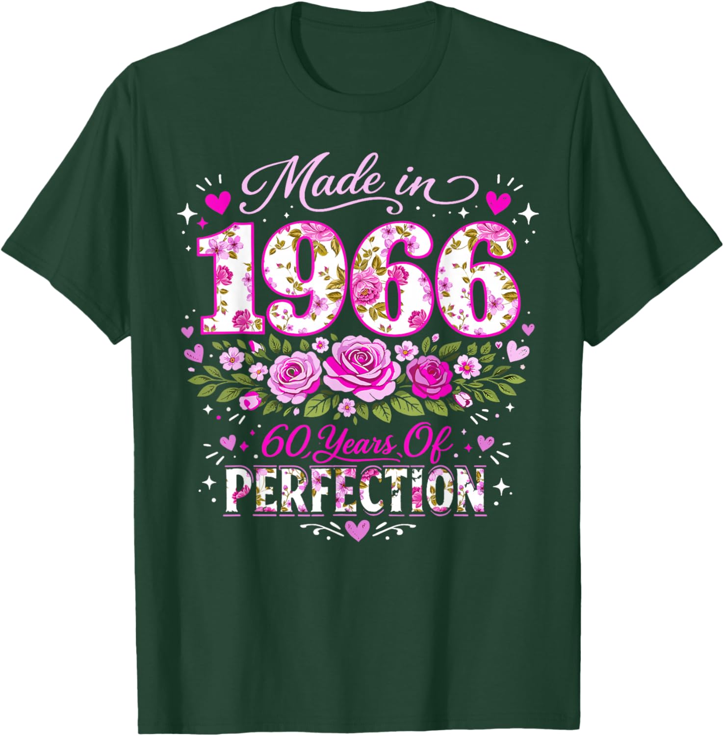 60 Year Old Made 1966 Floral 60th Birthday Women T-Shirt - T-Shirt | Forest