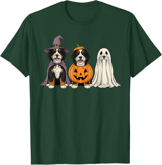Spooky Ghost Bernedoodle Pumpkin Halloween Doodle Dog Lover T-Shirt - T-Shirt | Forest