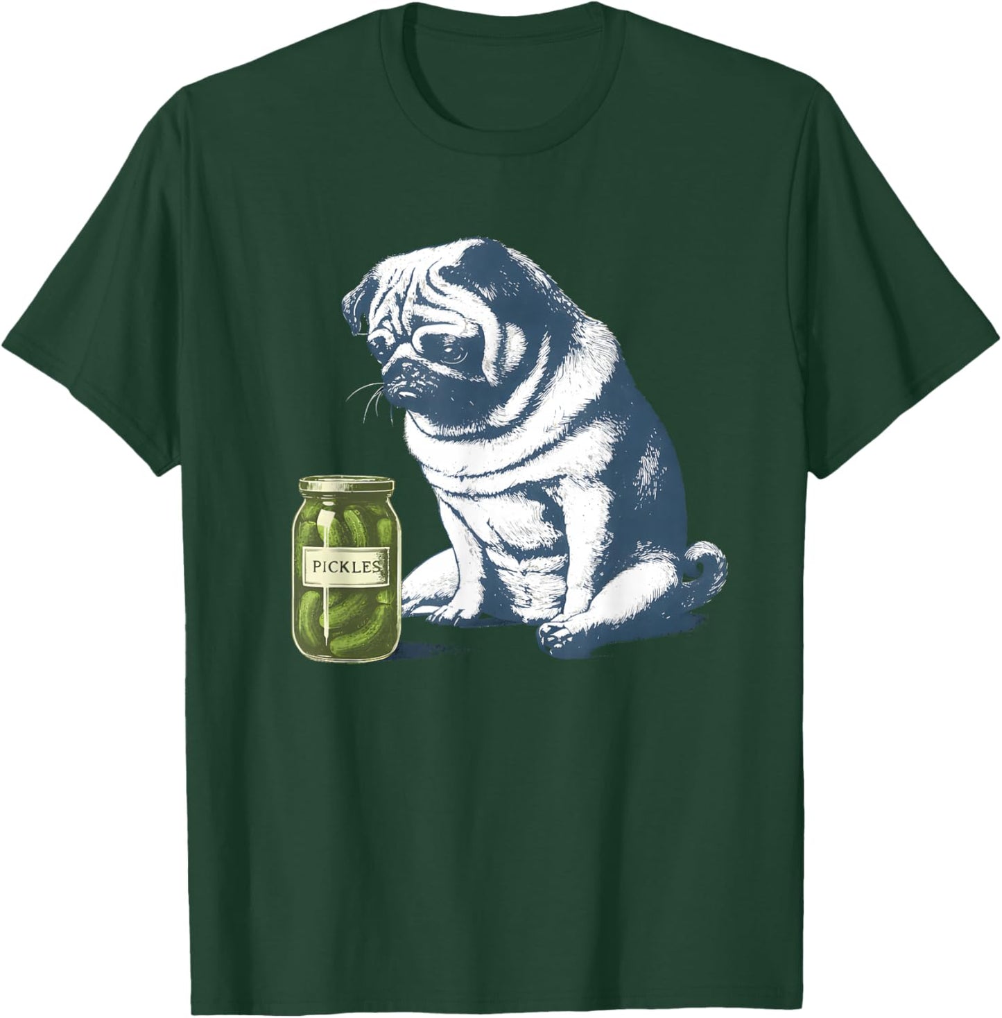 French Bulldog with Pickle Jar Funny Meme 90s Animal Graphic T-Shirt - T-Shirt | Forest