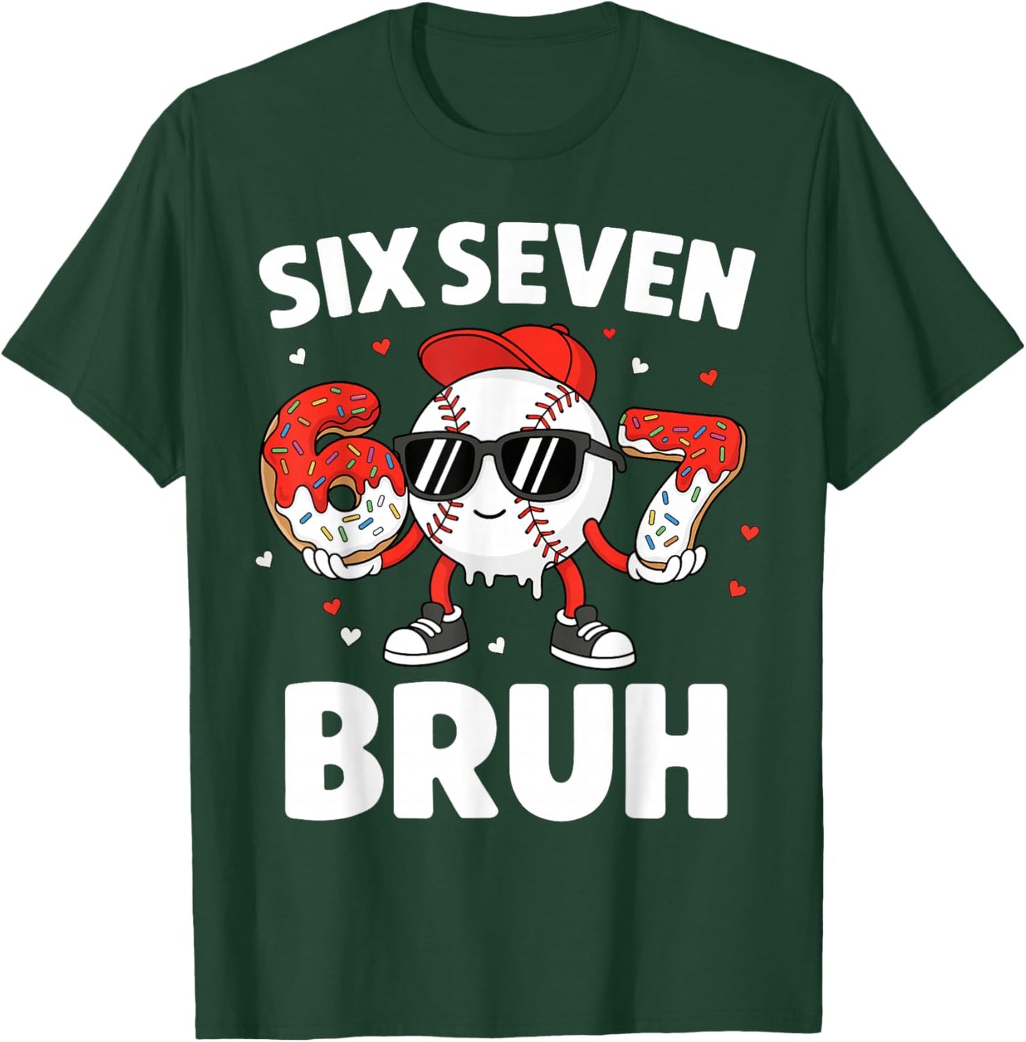 Six Seven Bruh Valentines Baseball Kids 67 Valentine Boys T-Shirt - T-Shirt | Forest