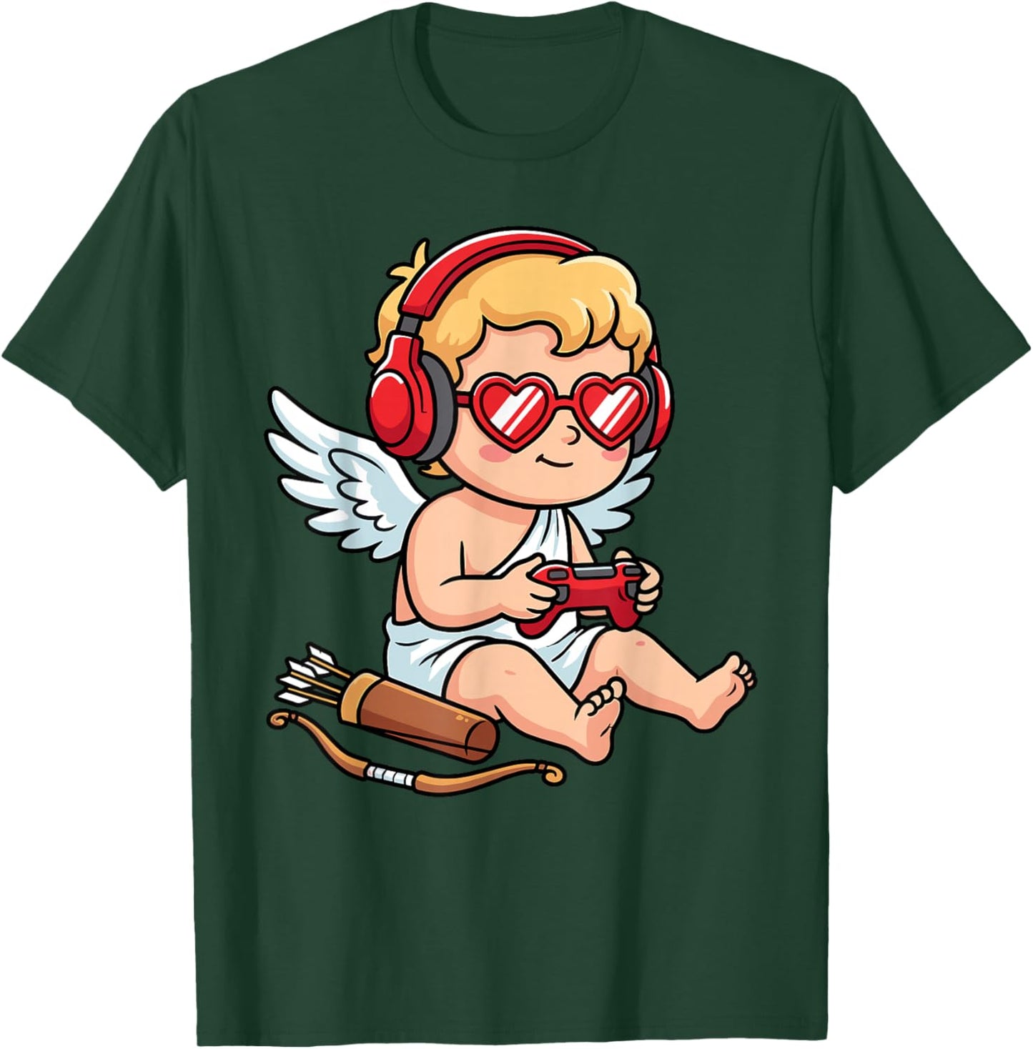 Video Games Cupid Gamer Funny St. Valentine's Day T-Shirt - T-Shirt | Forest