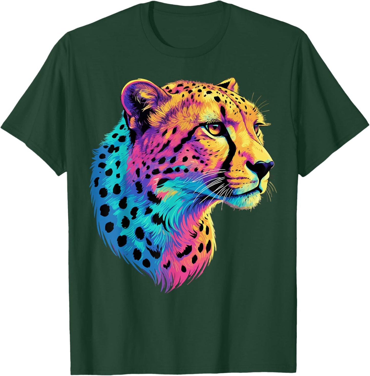 Colorful Cheetah Face Funny Cheetahs T-Shirt - T-Shirt | Forest