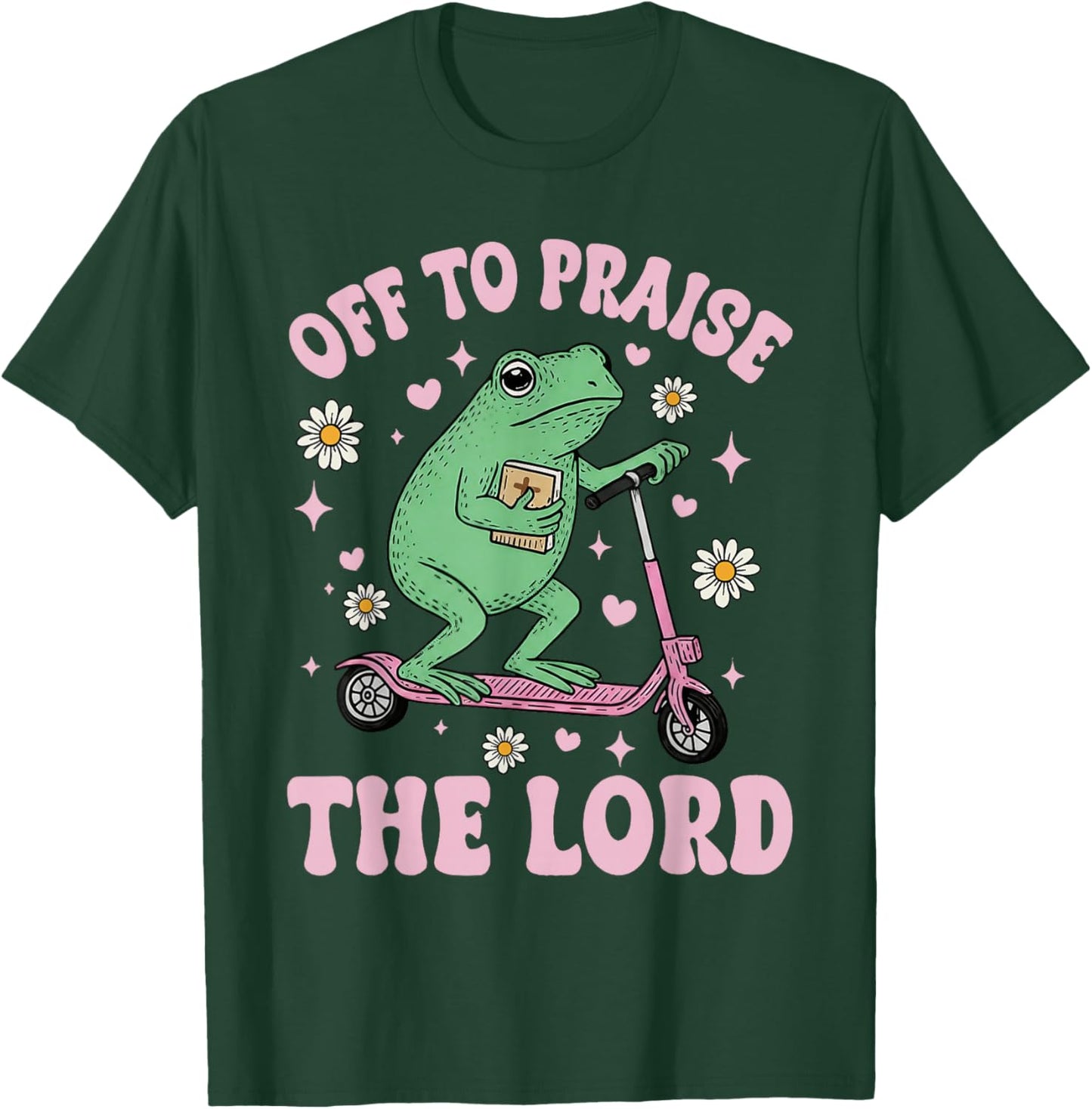 Frog Off to Praise The Lord Christian Scooter Frog Jesus T-Shirt - T-Shirt | Forest