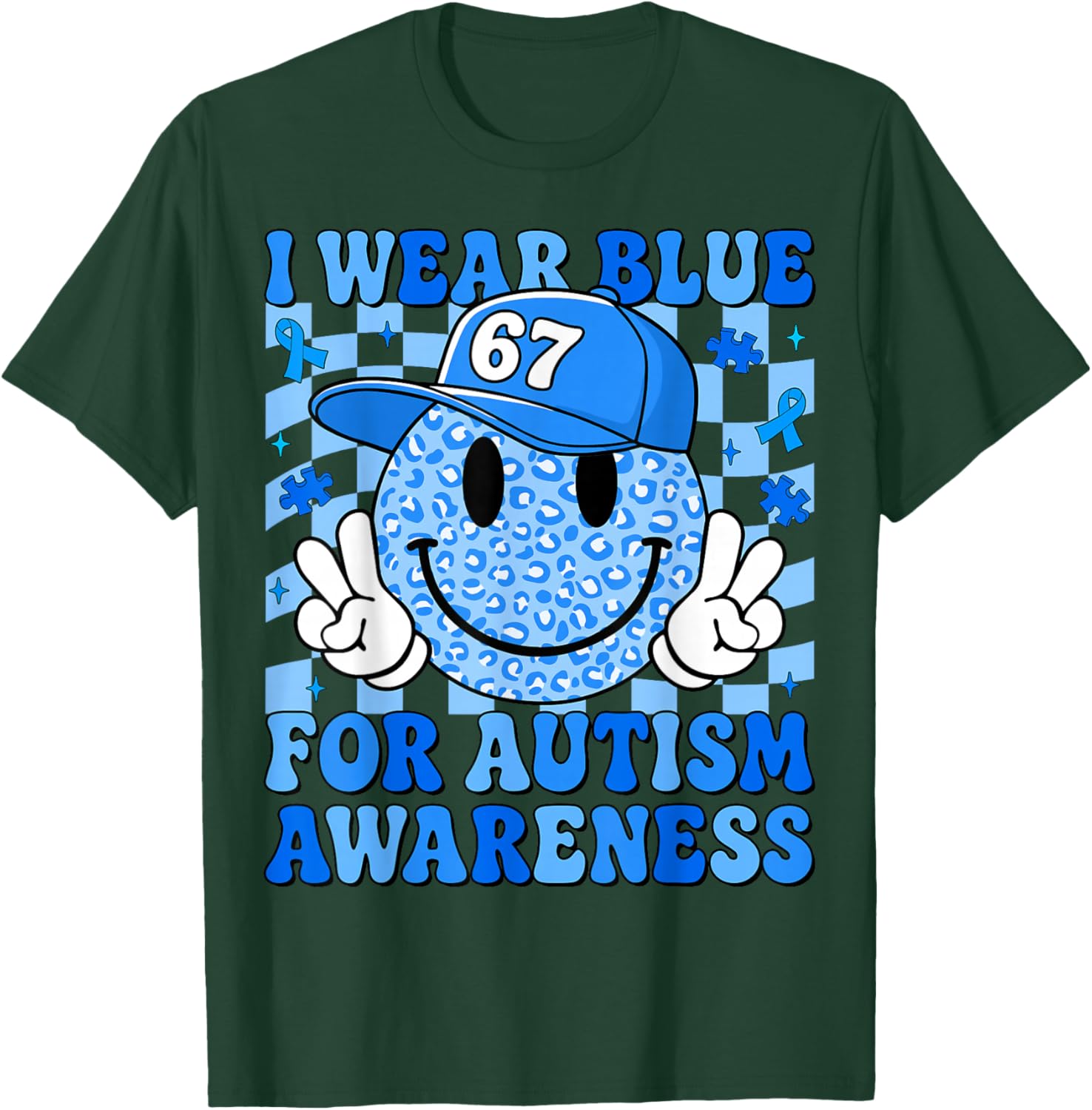 I Wear Blue for Autism Awareness Month Men Women Kids Autism T-Shirt - T-Shirt | Forest