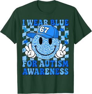 I Wear Blue for Autism Awareness Month Men Women Kids Autism T-Shirt - T-Shirt | Forest
