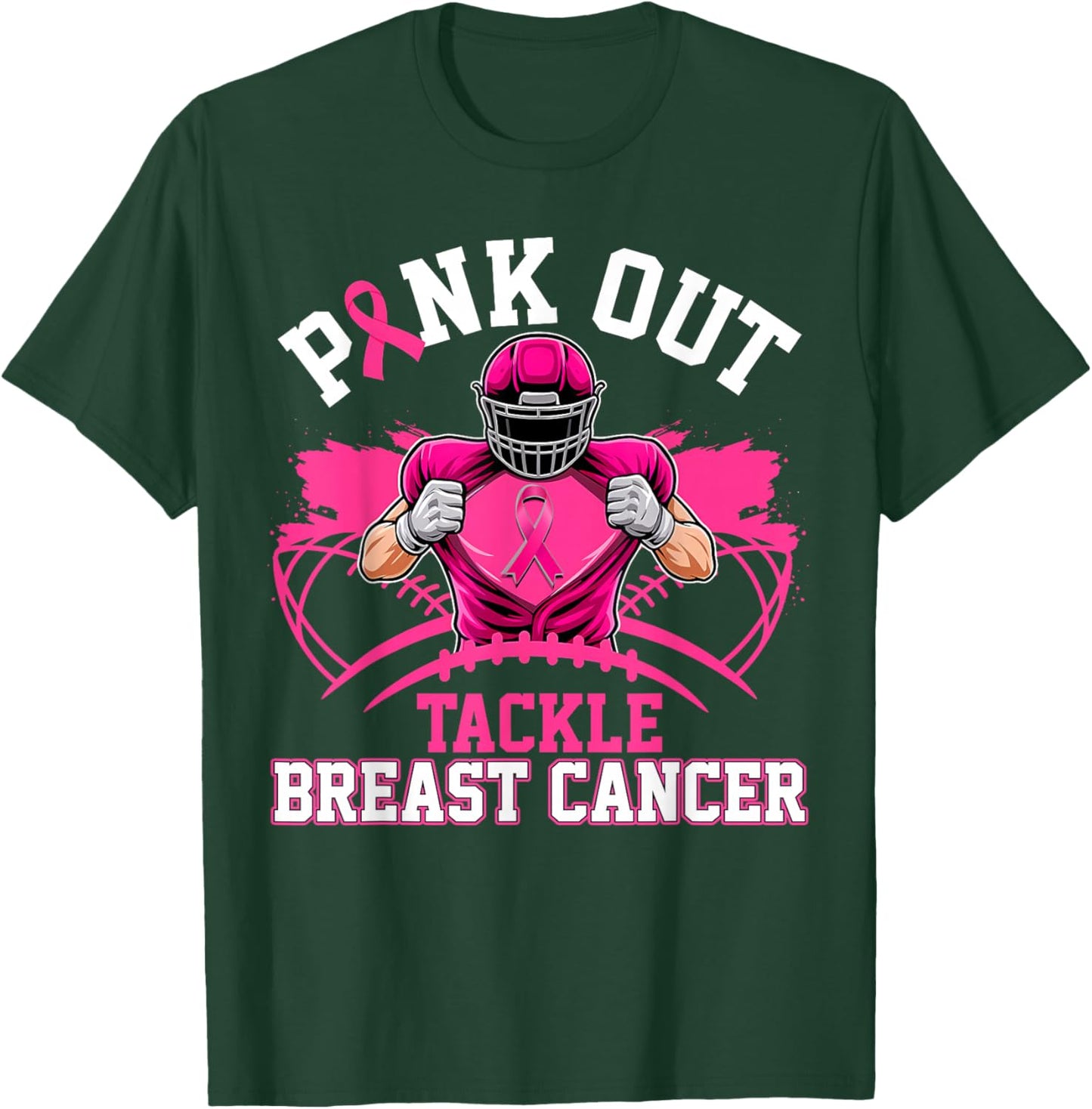 Pink Out Tackle Breast Cancer Awareness American Football T-Shirt - T-Shirt | Forest