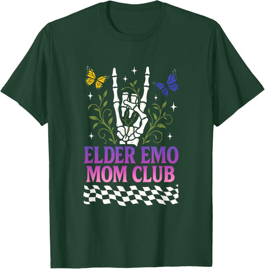 Elder Emo Mom Club - Skeleton Butterflies Goth T-Shirt - T-Shirt | Forest