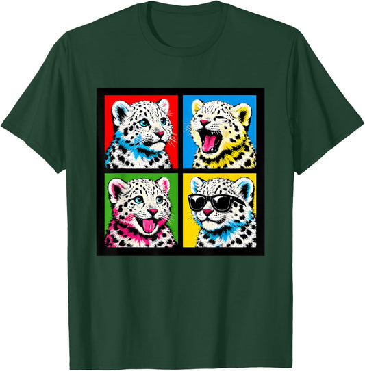 Vintage Snow Leopard Funny Boys Girls Costume Art Plush Meme T-Shirt - T-Shirt | Forest