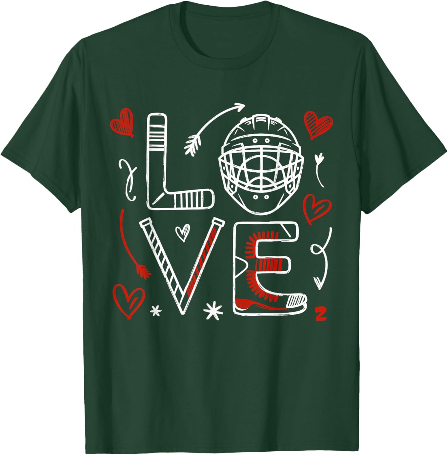 Valentine's Day Love Ice Hokey Item for Hockey Lovers Player T-Shirt - T-Shirt | Forest