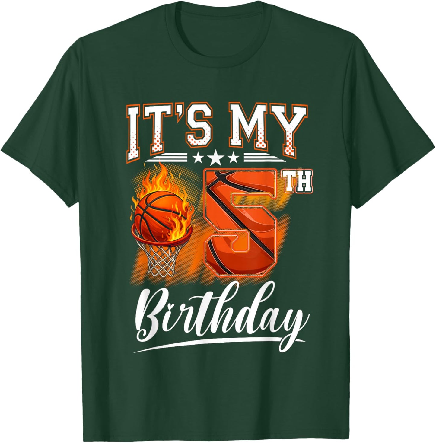 It's My 5th Birthday Basketball Theme 5 Years Old Birthday T-Shirt - T-Shirt | Forest
