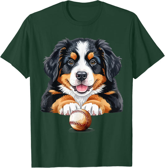 Baseball Dog Men & Women T-Shirt - T-Shirt | Forest