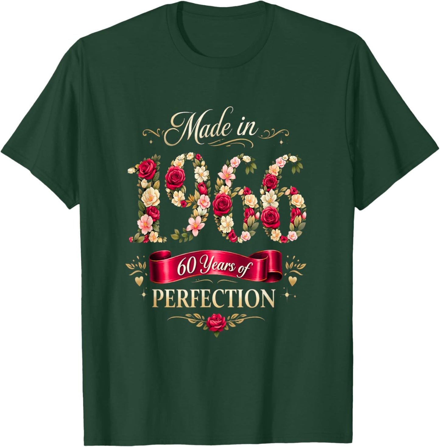 60 Year Old Made-in 1966 Floral 60th Birthday Cute T-Shirt - T-Shirt | Forest