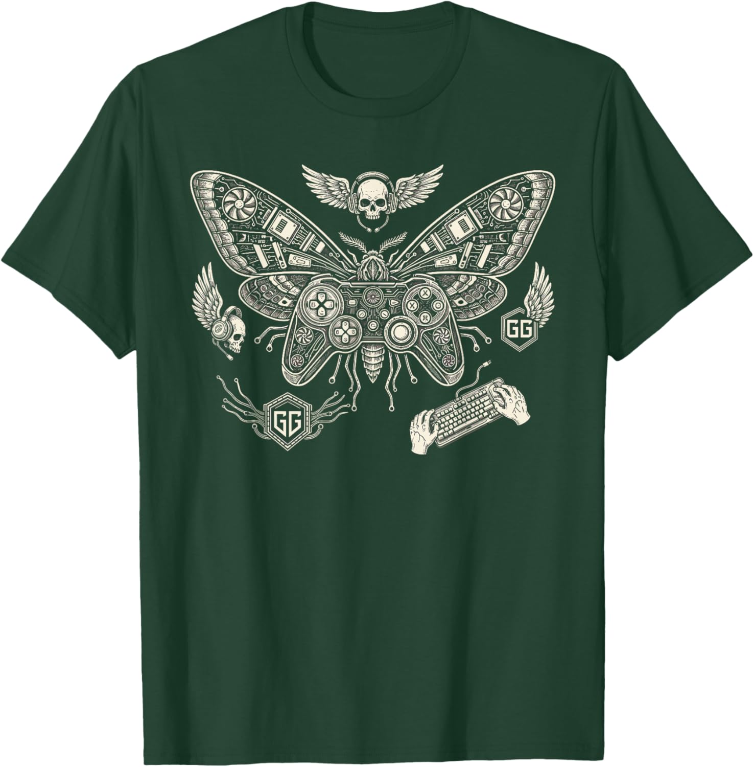 Gamer Enthusiast Cybernetic Controller Computer Gaming T-Shirt - T-Shirt | Forest