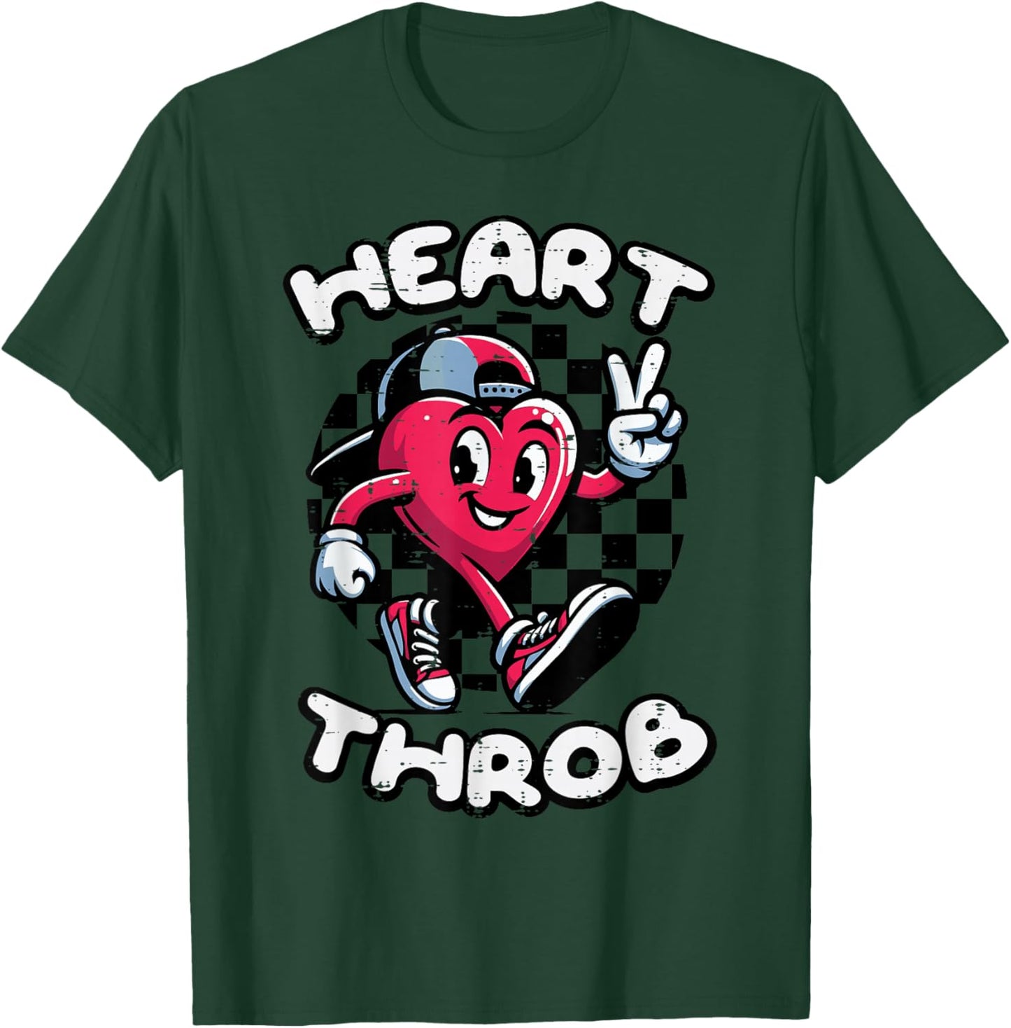 Valentines Day Heart Throb Peace Retro Groovy Boys Kids Men T-Shirt - T-Shirt | Forest