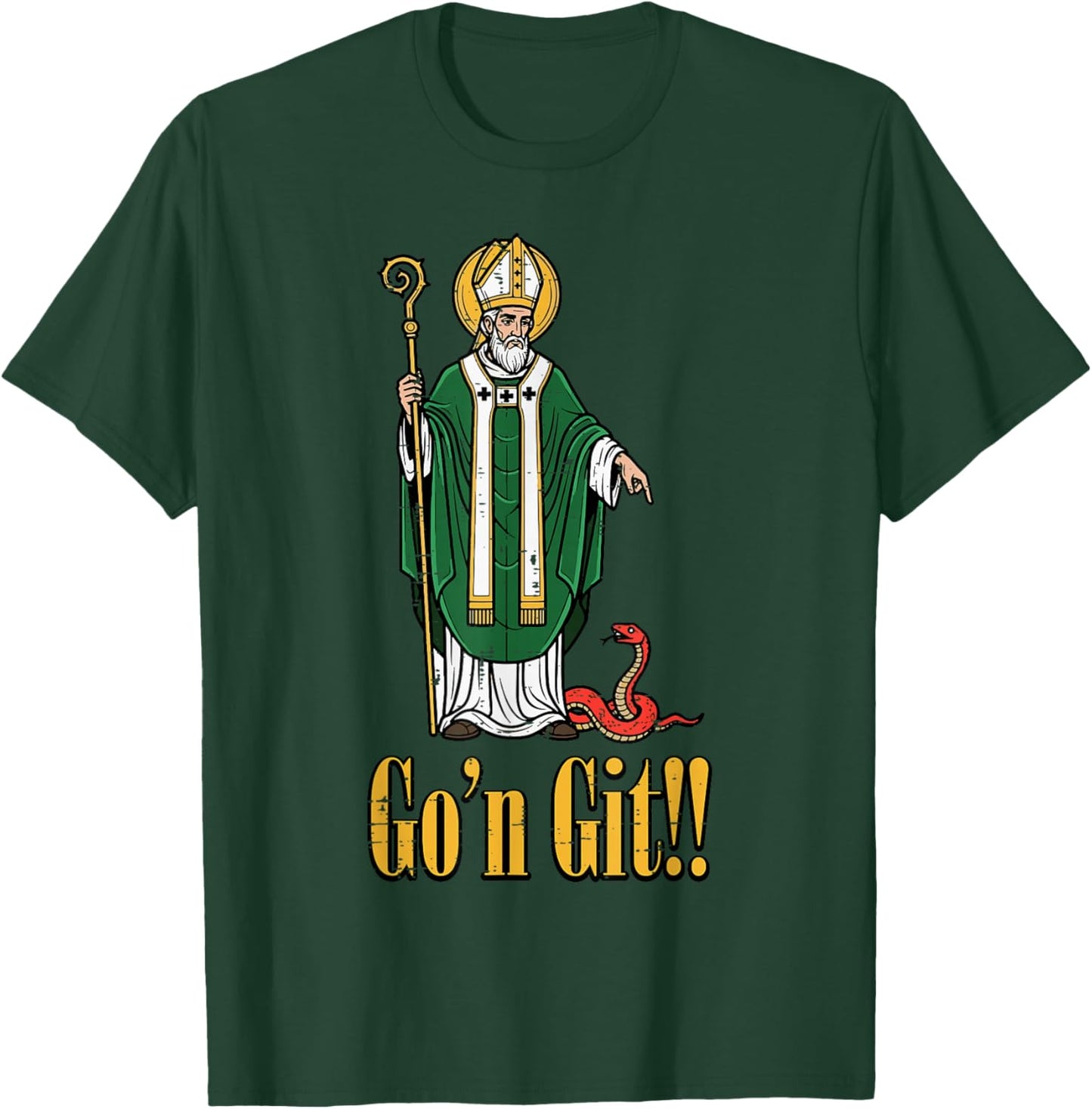 St Patrick Snake Gon Git Funny Saint Paddys Women Men Kids T-Shirt - T-Shirt | Forest