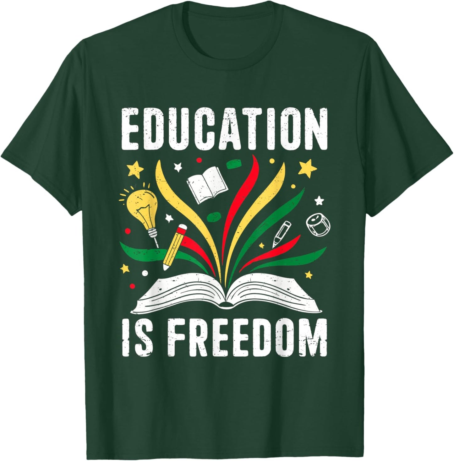 Education is Freedom Books Black History Teacher Kids T-Shirt - T-Shirt | Forest