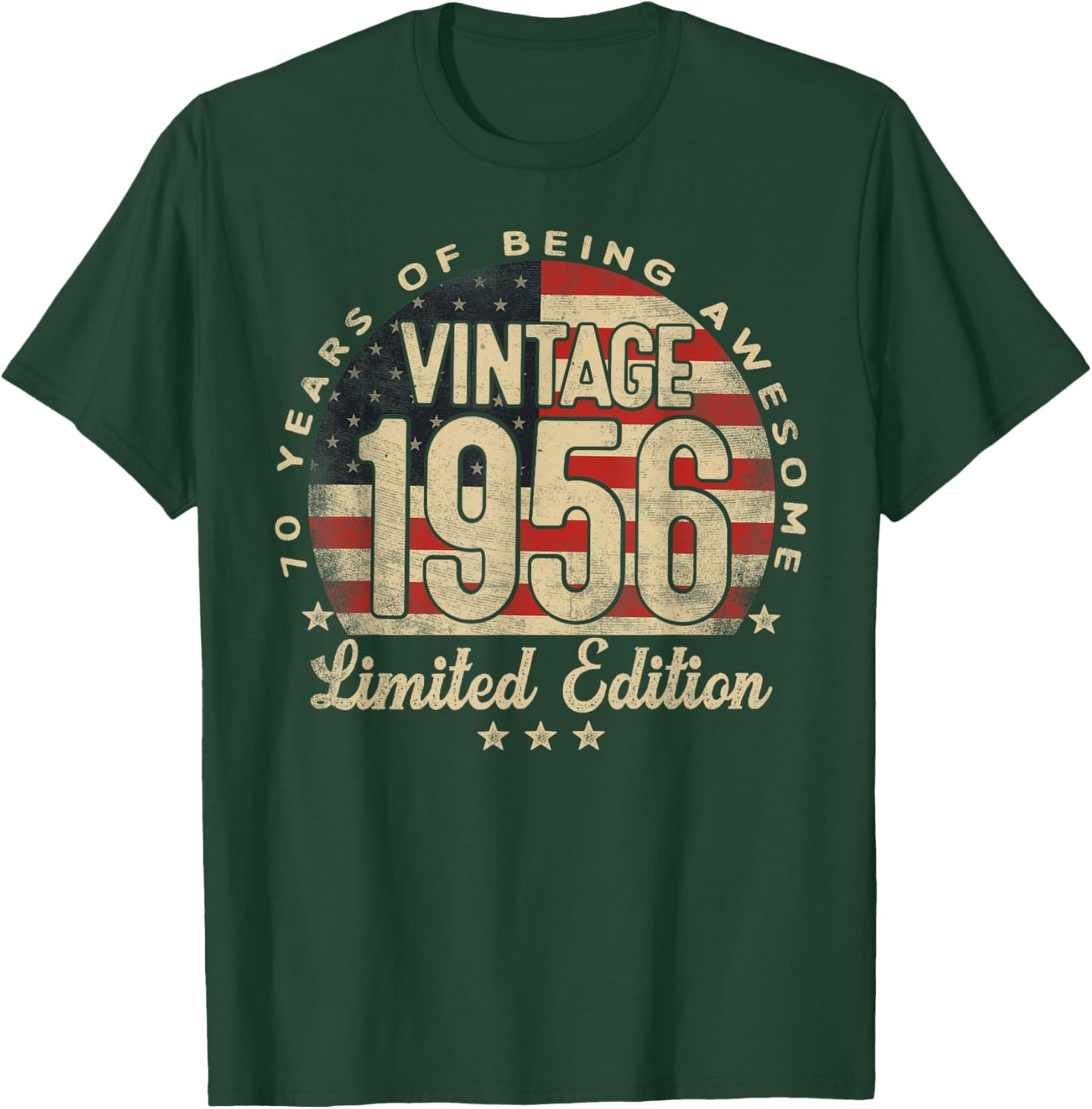 Vintage 1956 Limited Edition USA Flag 70-Year-Old Age 70 T-Shirt - T-Shirt | Forest
