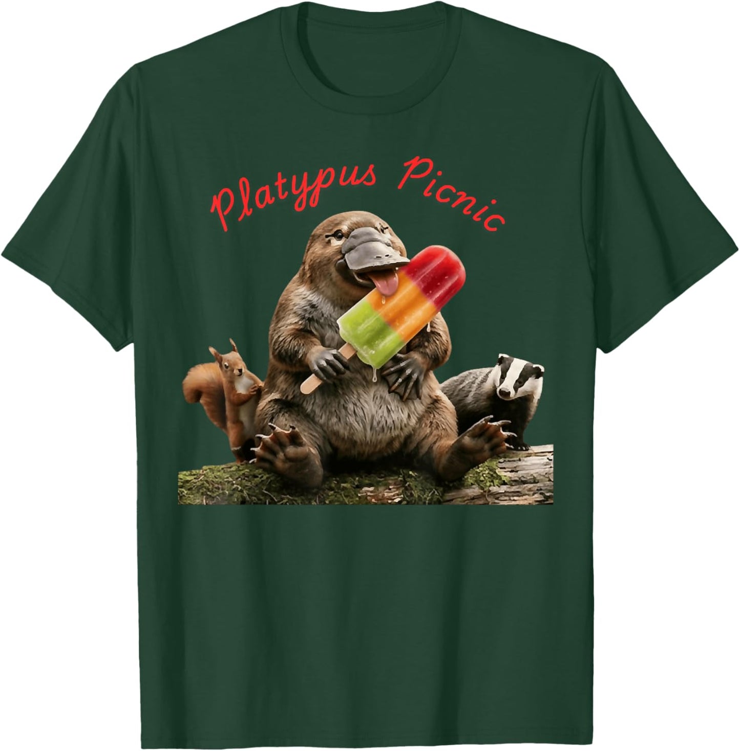 Retro Funny Platypus Picnic Summertime Matching Outfit T-Shirt - T-Shirt | Forest