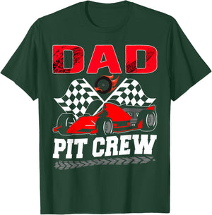 Dad Pit Crew Racing Family Race Car Birthday Boy T-Shirt - T-Shirt | Forest