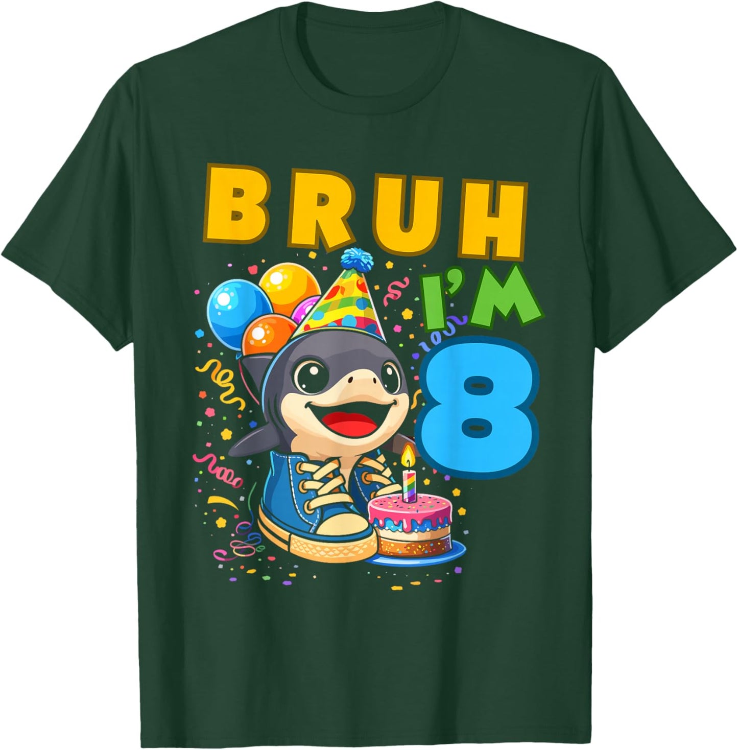 Bruh I'm 8 Year Old Birthday 8th Birthday Tralalero Tralala T-Shirt - T-Shirt | Forest