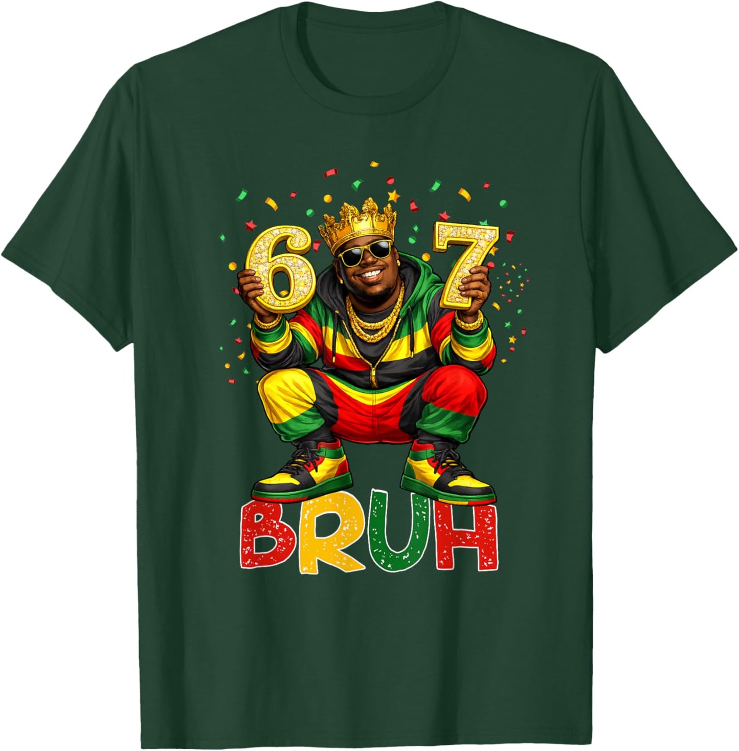 Six Seven Bruh 67 Black History African American Men Boy T-Shirt - T-Shirt | Forest