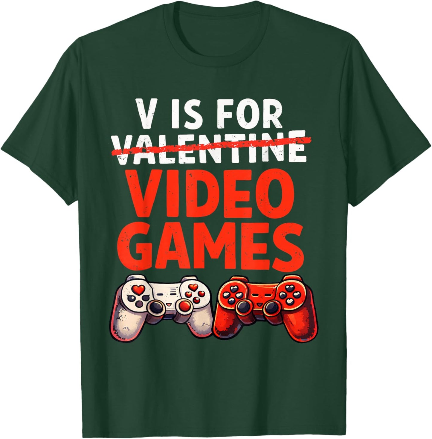 Gamer Valentine V is for Video Games Valentines Day Boys T-Shirt - T-Shirt | Forest