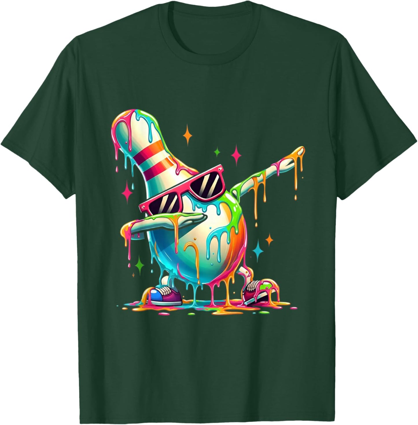 Funny Bowling Pin Dab Rainbow Cool Strike Player Gift T-Shirt - T-Shirt | Forest