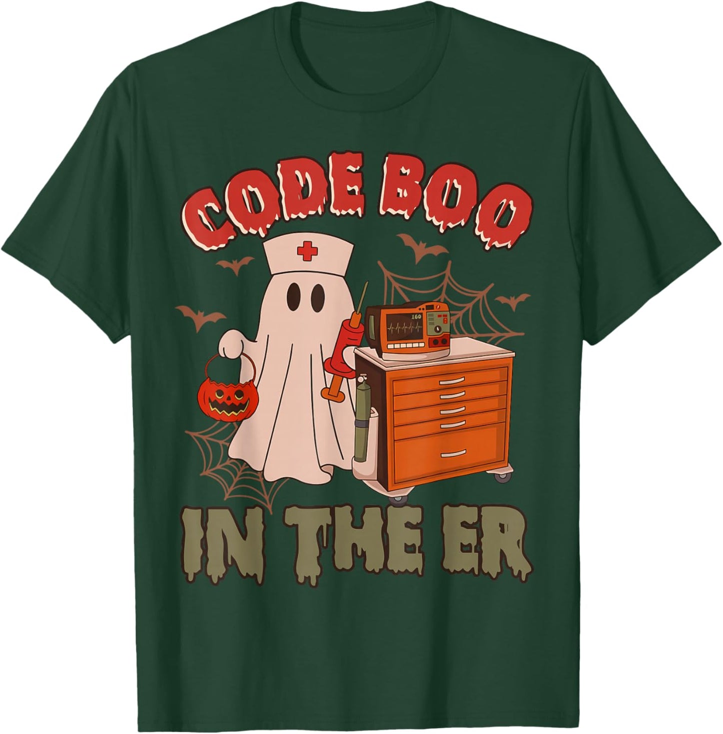 Retro Code Boo in The ER ICU Nurses Boo-JEE Ghost Halloween T-Shirt - T-Shirt | Forest