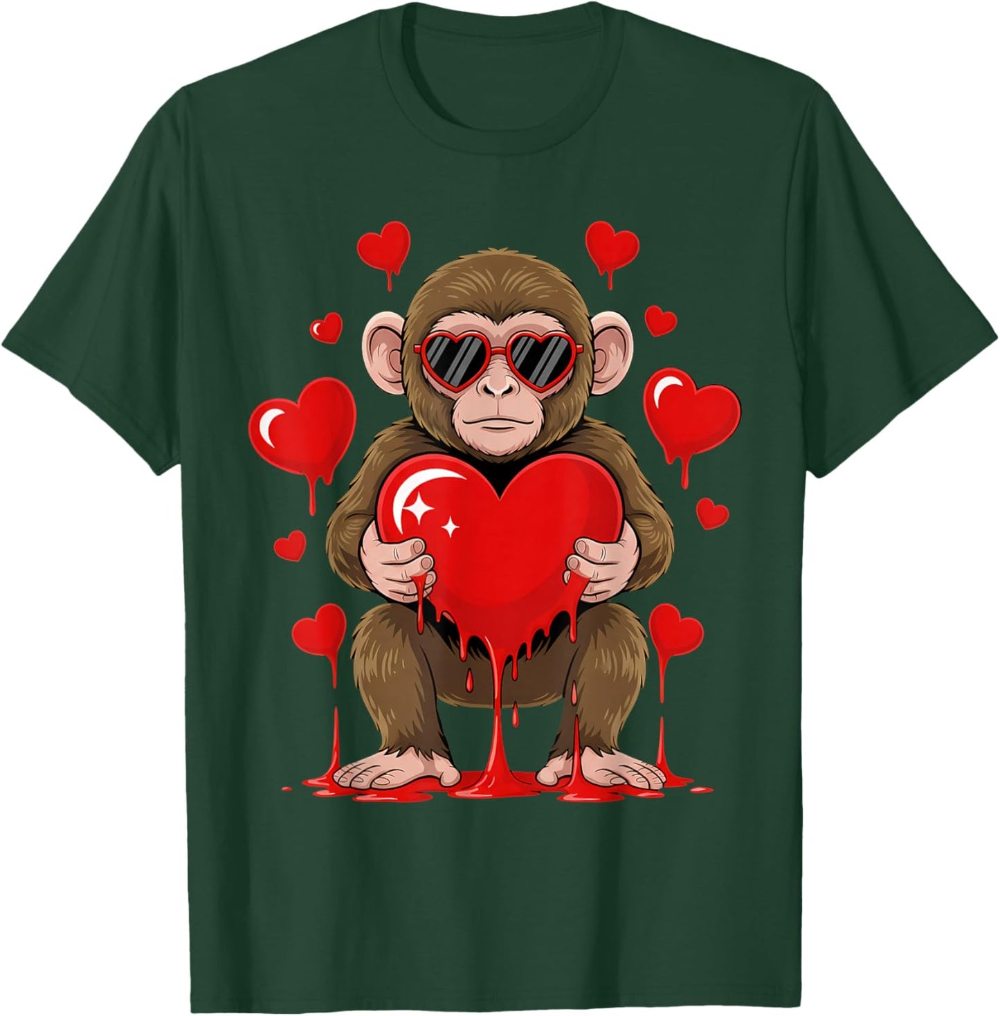 Valentines Day Cute Valentine Monkey Lover T-Shirt - T-Shirt | Forest
