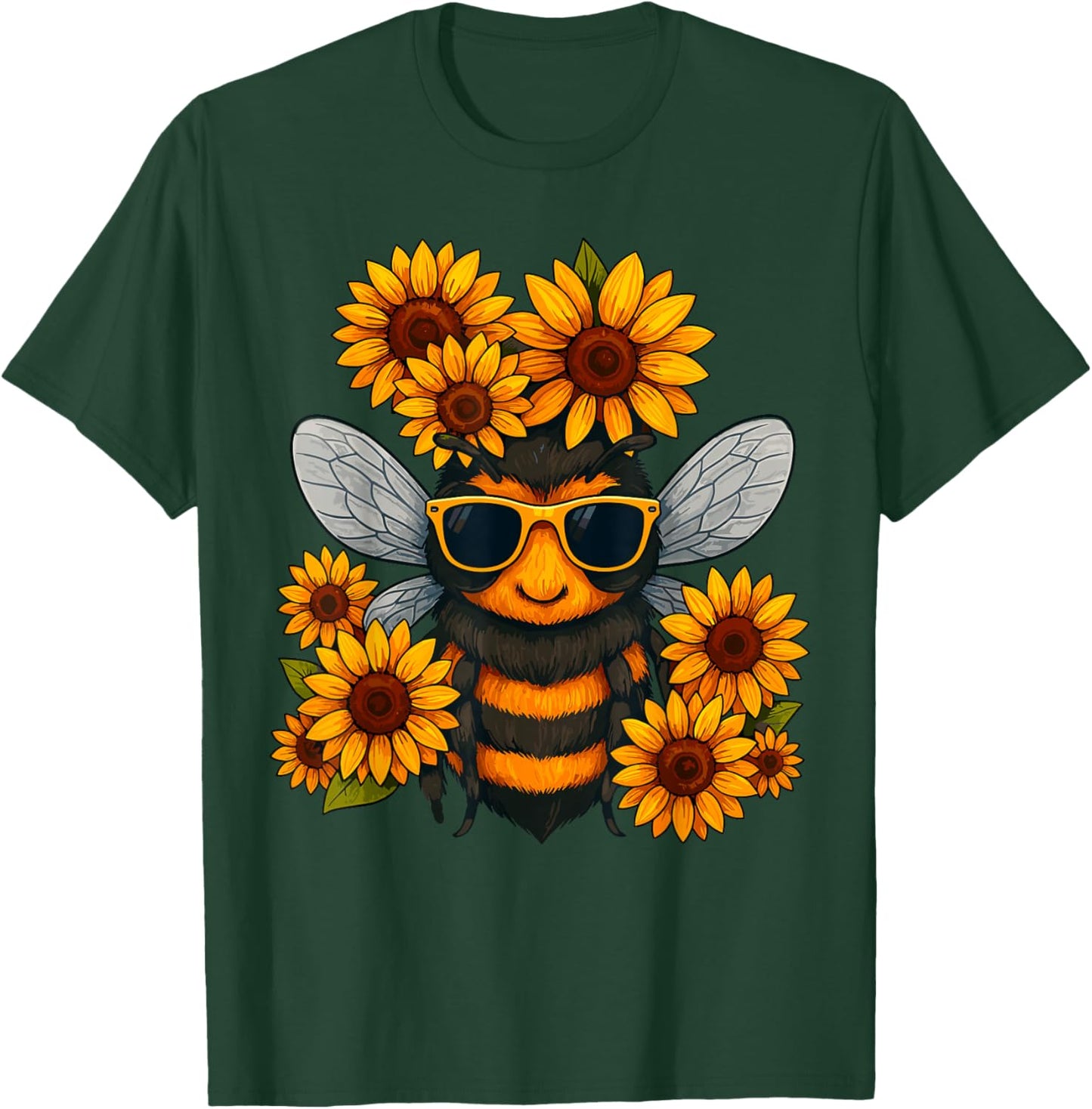 Bee with Sunflowers T-Shirt - T-Shirt | Forest