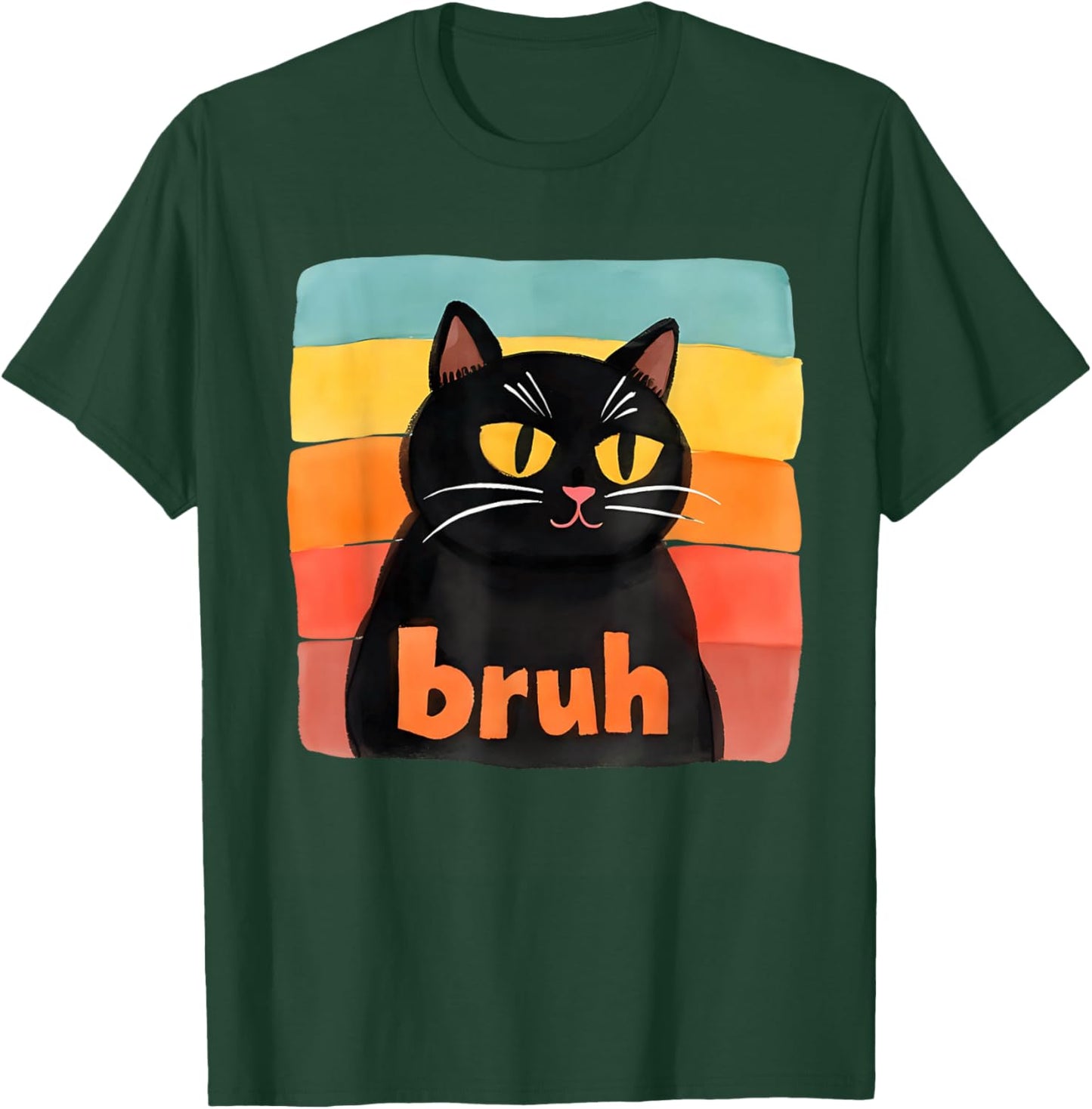 Funny Meme Saying Bruh Retro Cat T-Shirt - T-Shirt | Forest