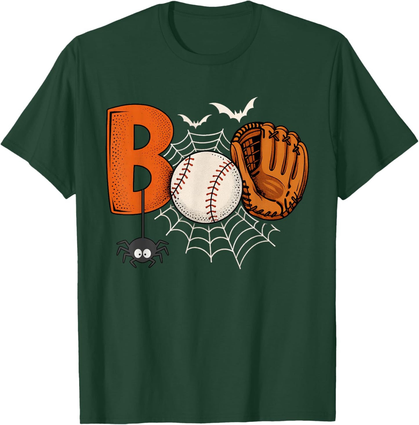 Funny Boo Baseball Halloween Sports Men Boys Kids Toddler T-Shirt - T-Shirt | Forest
