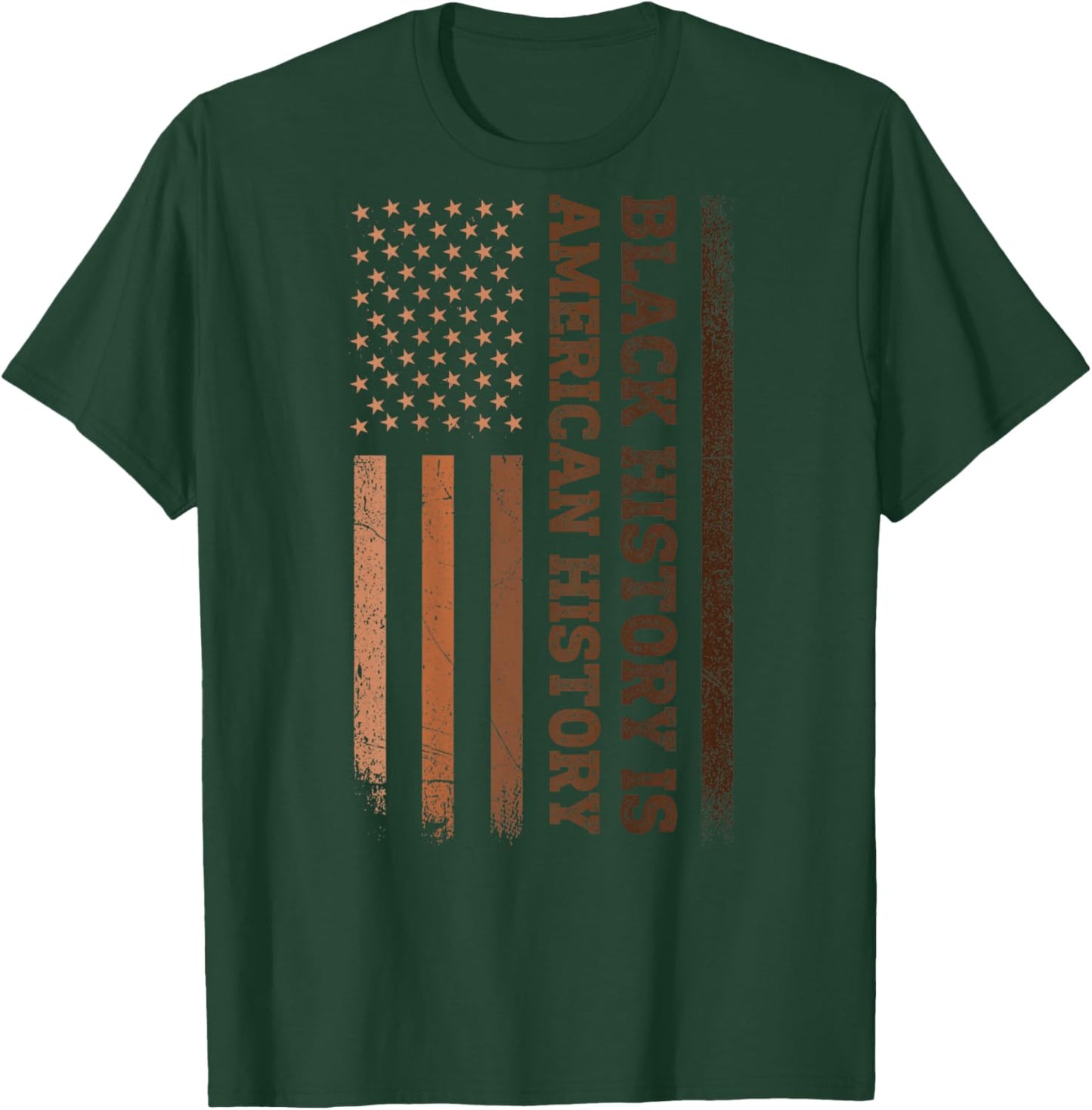 Black History is American History Melanin USA Flag (On Back) T-Shirt - T-Shirt | Forest