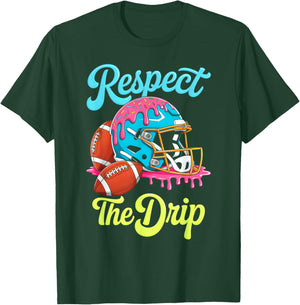 Football Drip Boys Football Ice Cream Sprinkle Respect Drip T-Shirt - T-Shirt | Forest