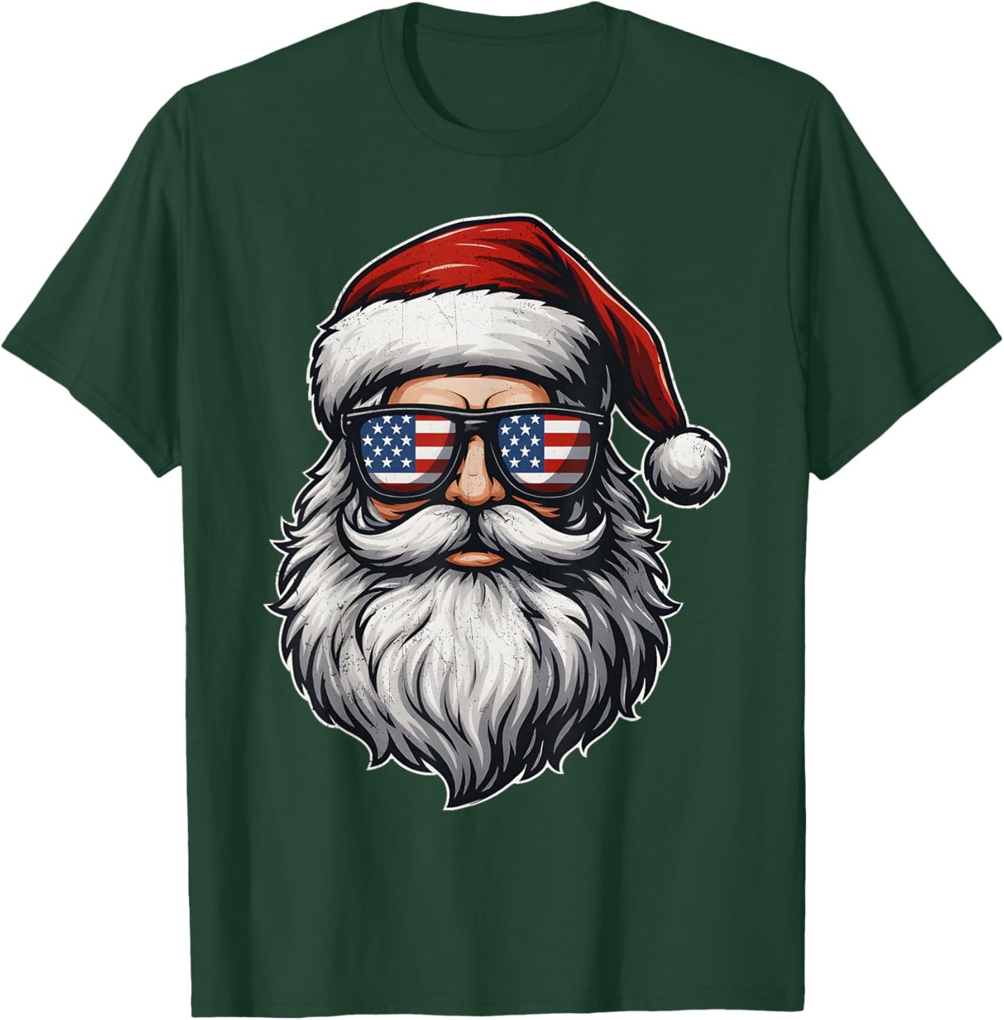 Vintage Cool Santa USA Flag Glasses Christmas Xmas Men T-Shirt - T-Shirt | Forest