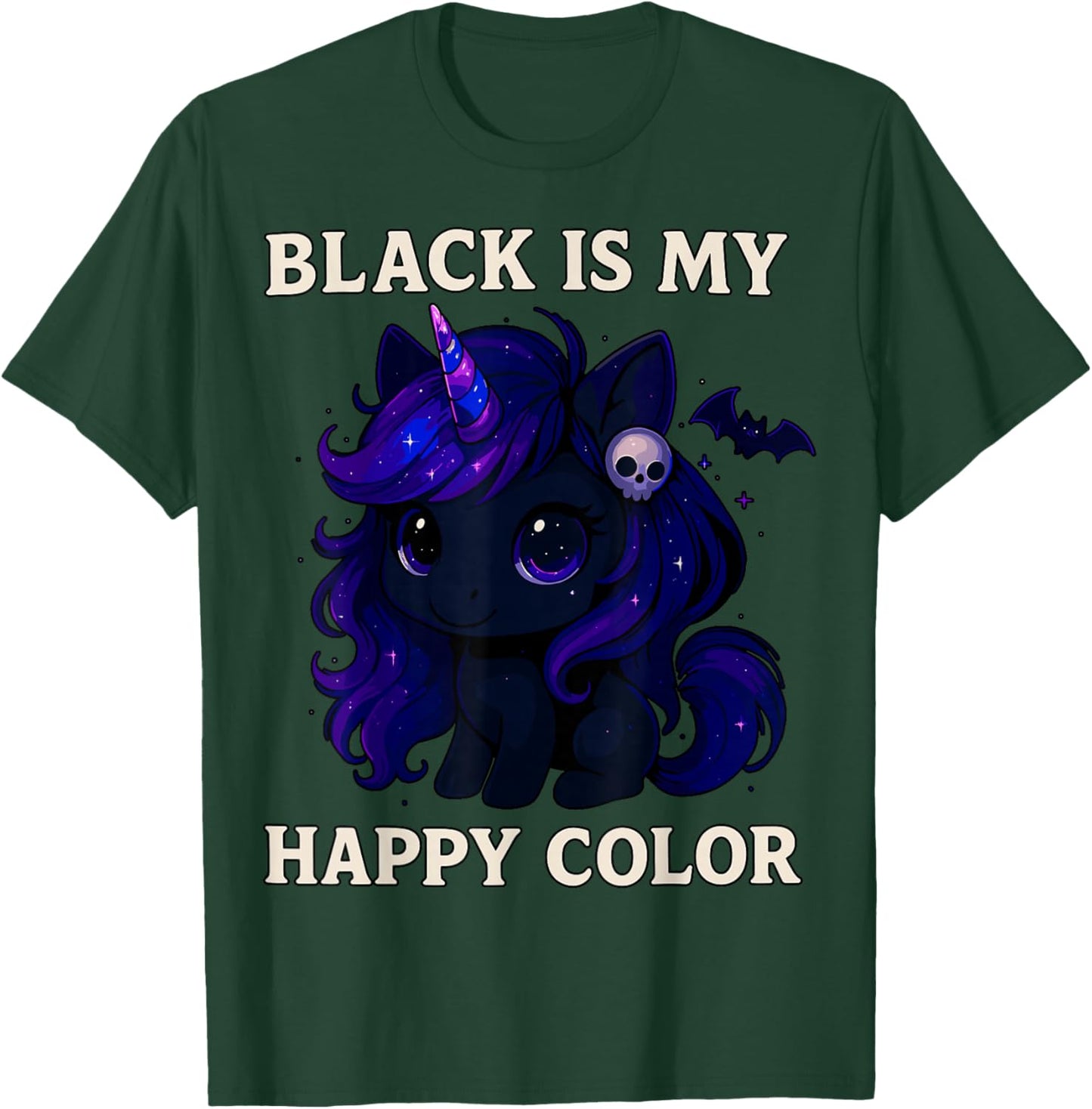 Emo Unicorn Black is My Happy Color Gothic T-Shirt - T-Shirt | Forest