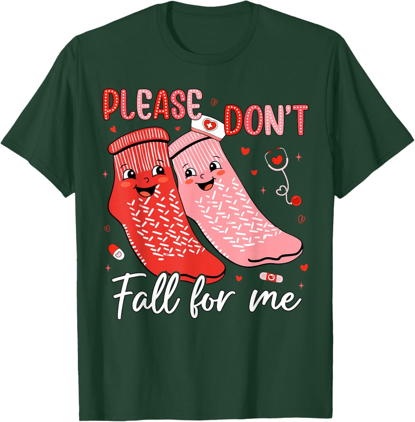 Please Don't Fall for Me Nurse Valentines Red Socks Women T-Shirt - T-Shirt | Forest