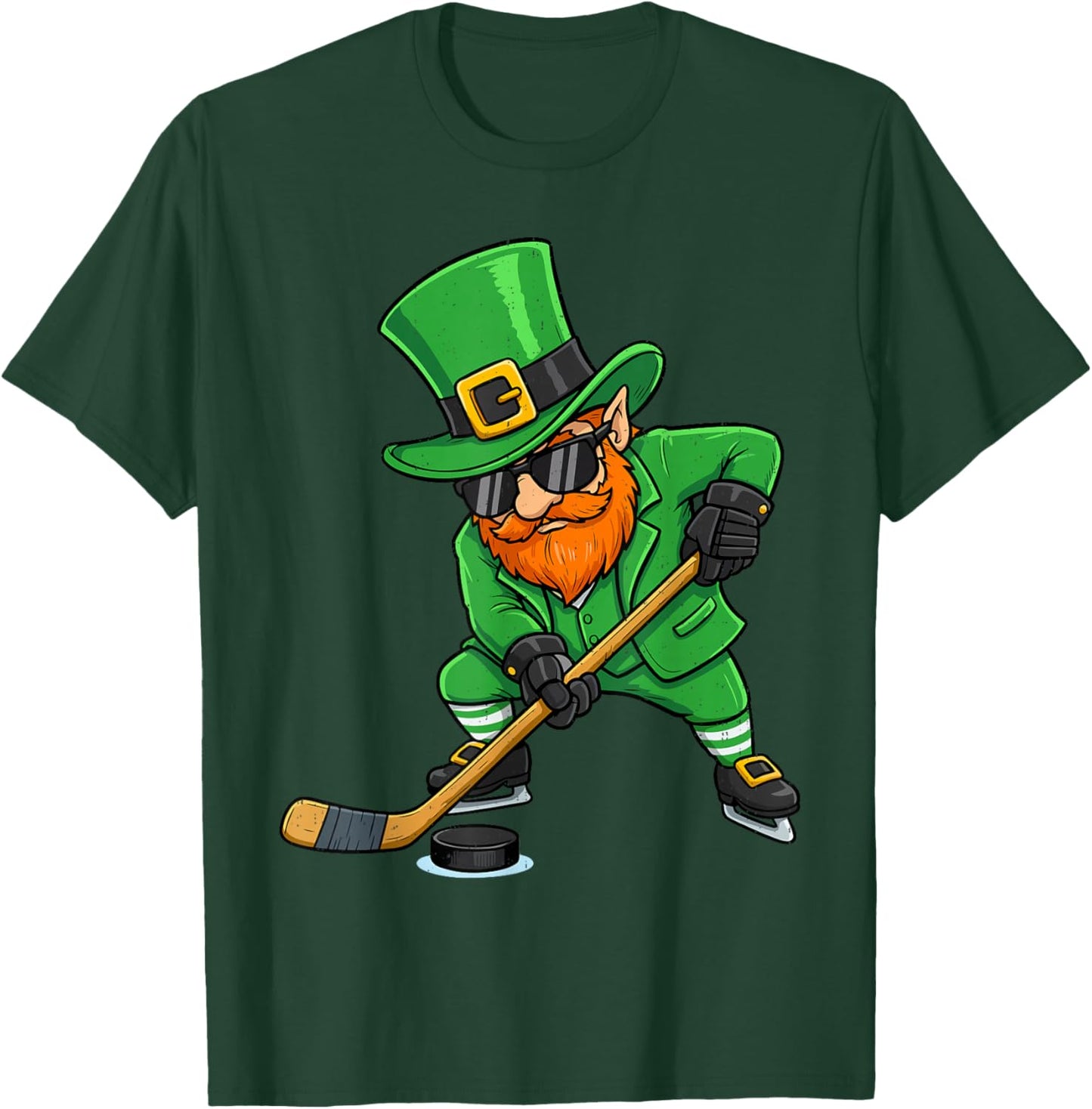 Leprechaun Playing Hockey St Patricks Day Sport Men Boys Kid T-Shirt - T-Shirt | Forest