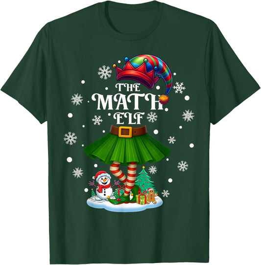 Math Elf Squad Xmas Women Girls Mom Christmas Family T-Shirt - T-Shirt | Forest