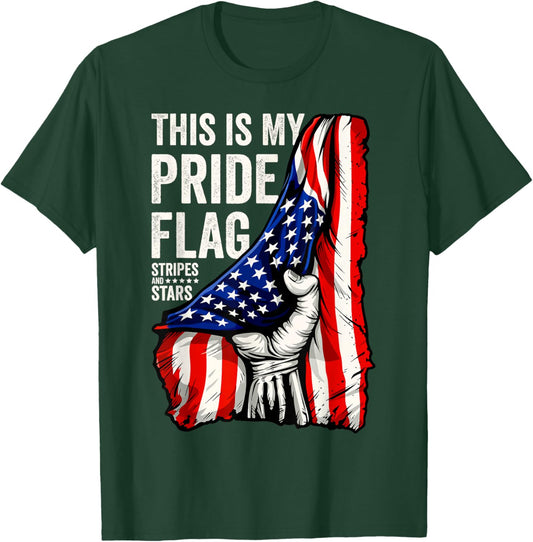 This is My Pride Flag - Retro USA American 4th of July T-Shirt - T-Shirt | Forest