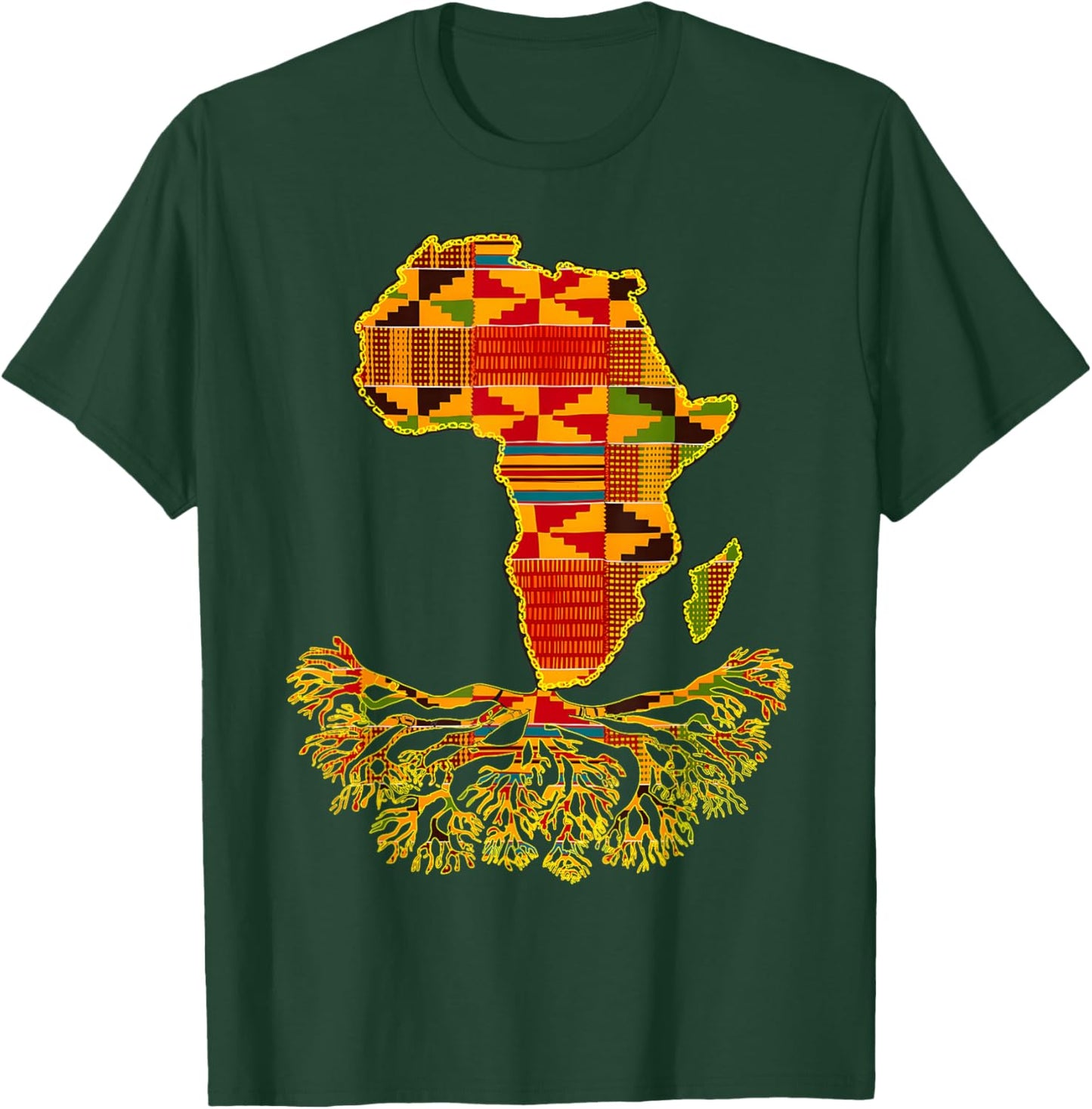 Africa Map Traditional Kente Cloth African Roots Cool T-Shirt - T-Shirt | Forest