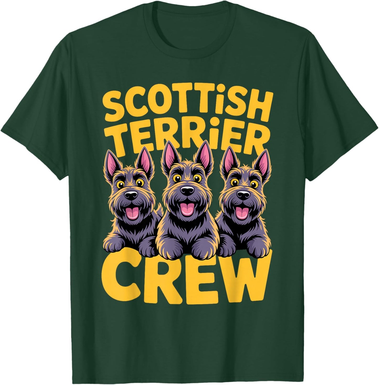 Scottish Terrier Crew Cartoon Aberdeen Pet Breed Scottie Dog T-Shirt - T-Shirt | Forest