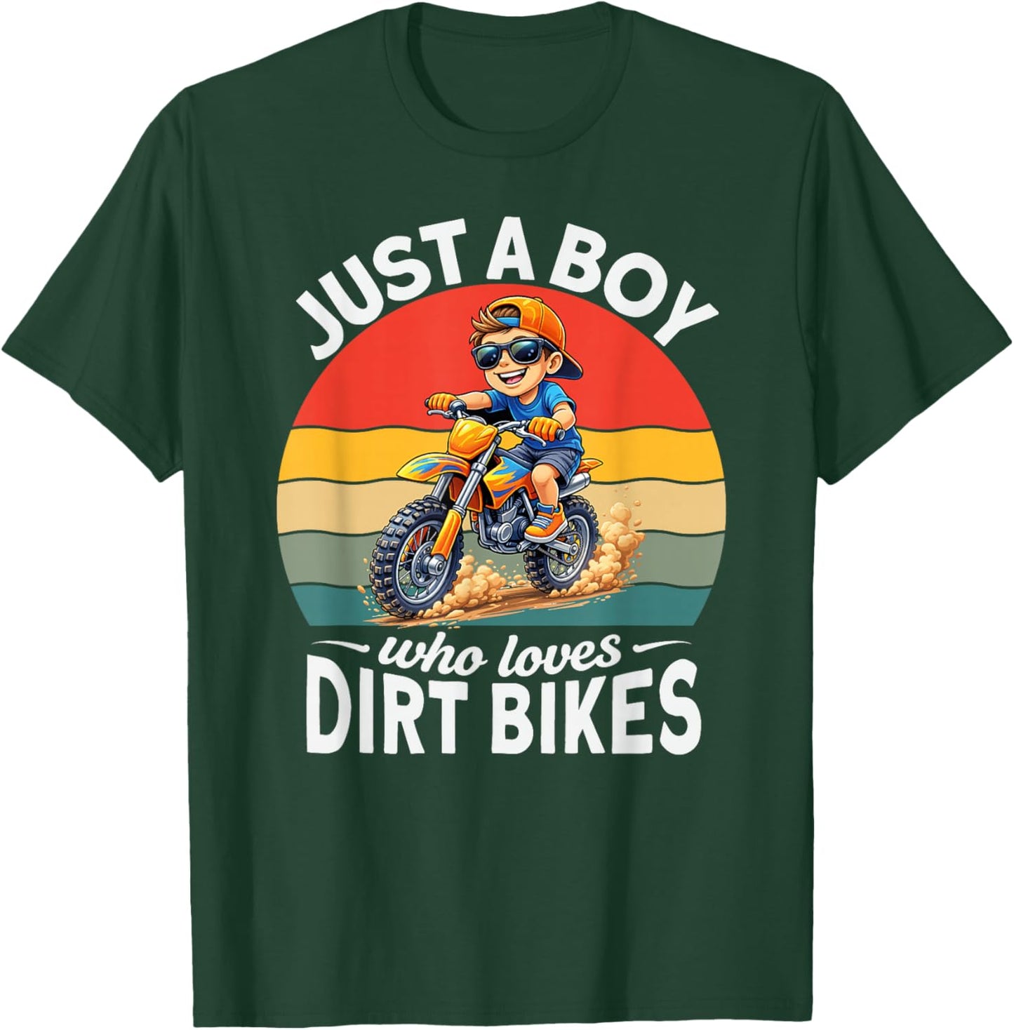 Just a Boy who Loves Dirt Bikes Motocross Enduro Kids Boys T-Shirt - T-Shirt | Forest