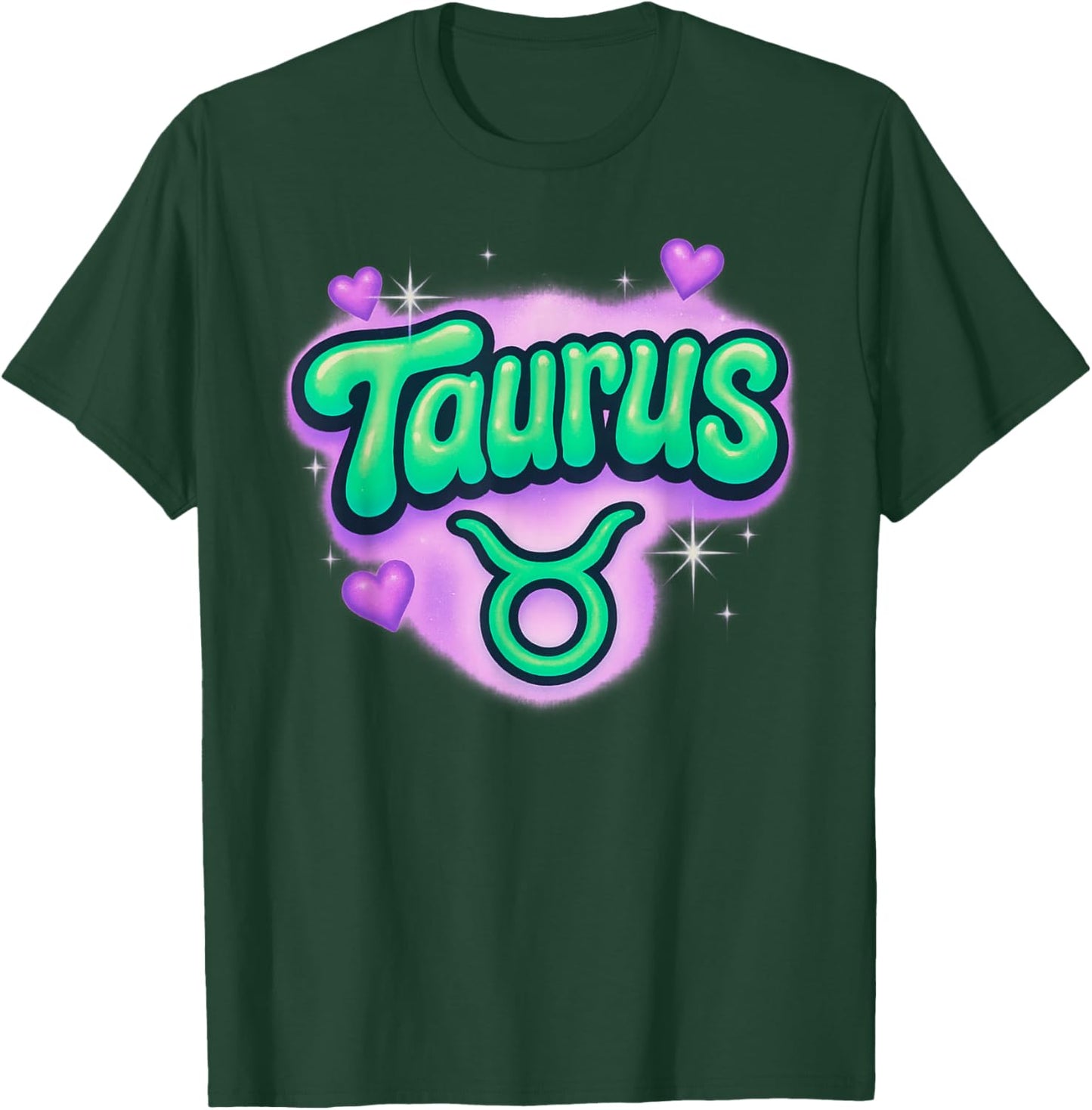 Taurus Zodiac Pastel Airbrush Cute Astrology Graphic T-Shirt - T-Shirt | Forest