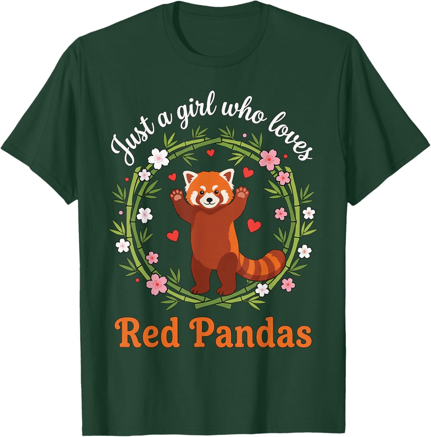 Just A Girl Who Loves Red Pandas Cute Zoo Animal Bamboo T-Shirt - T-Shirt | Forest