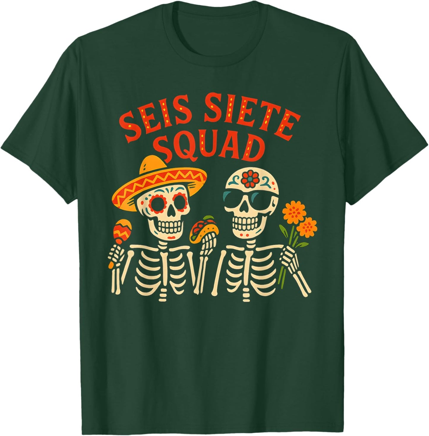 SEIS Siete Mexican Los Muertos Calaveras Sugar Skull 67 Boys T-Shirt - T-Shirt | Forest