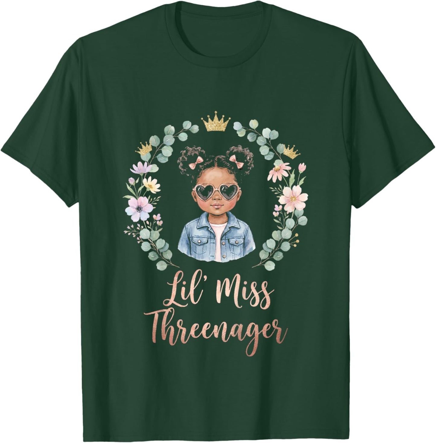 3rd Birthday Girl Sassy Toddler Lil Miss Threenager T-Shirt - T-Shirt | Forest