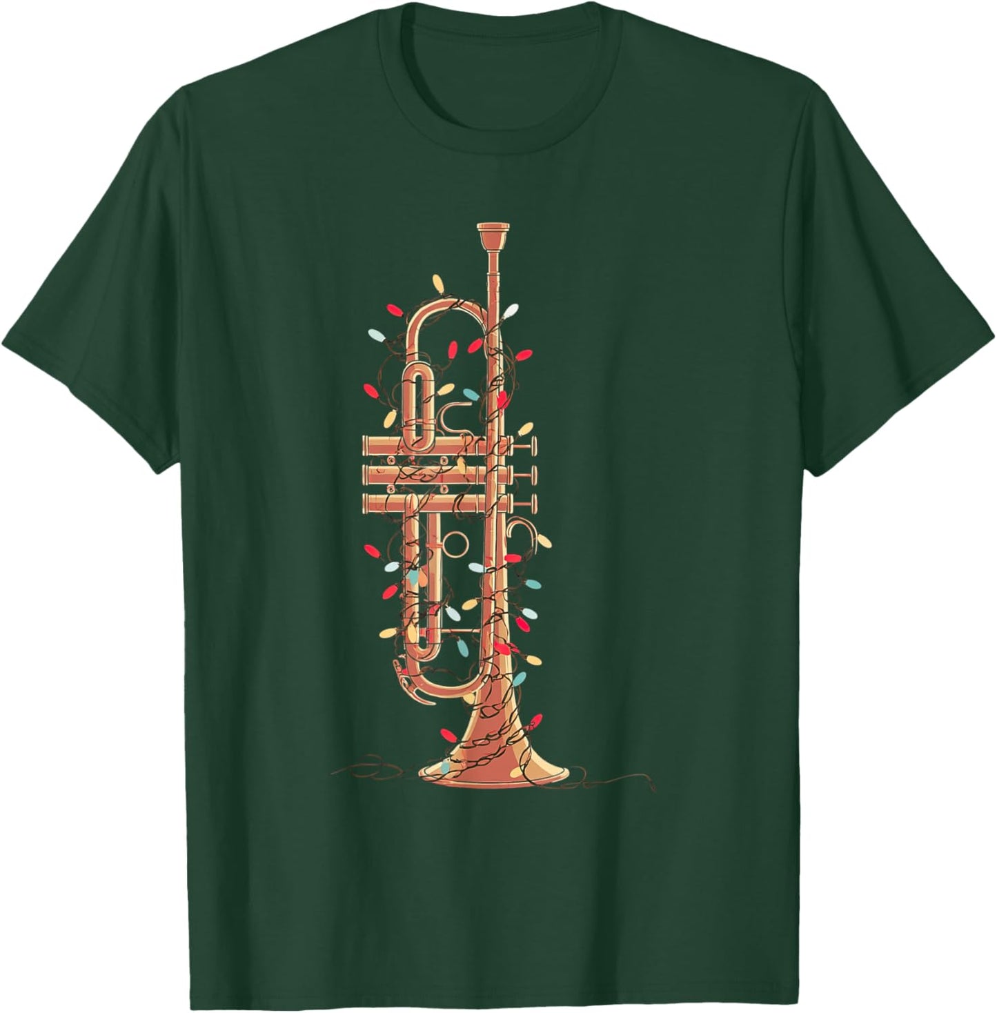 Trumpet Christmas Graphics Lights Lover Player Trumpeter T-Shirt - T-Shirt | Forest