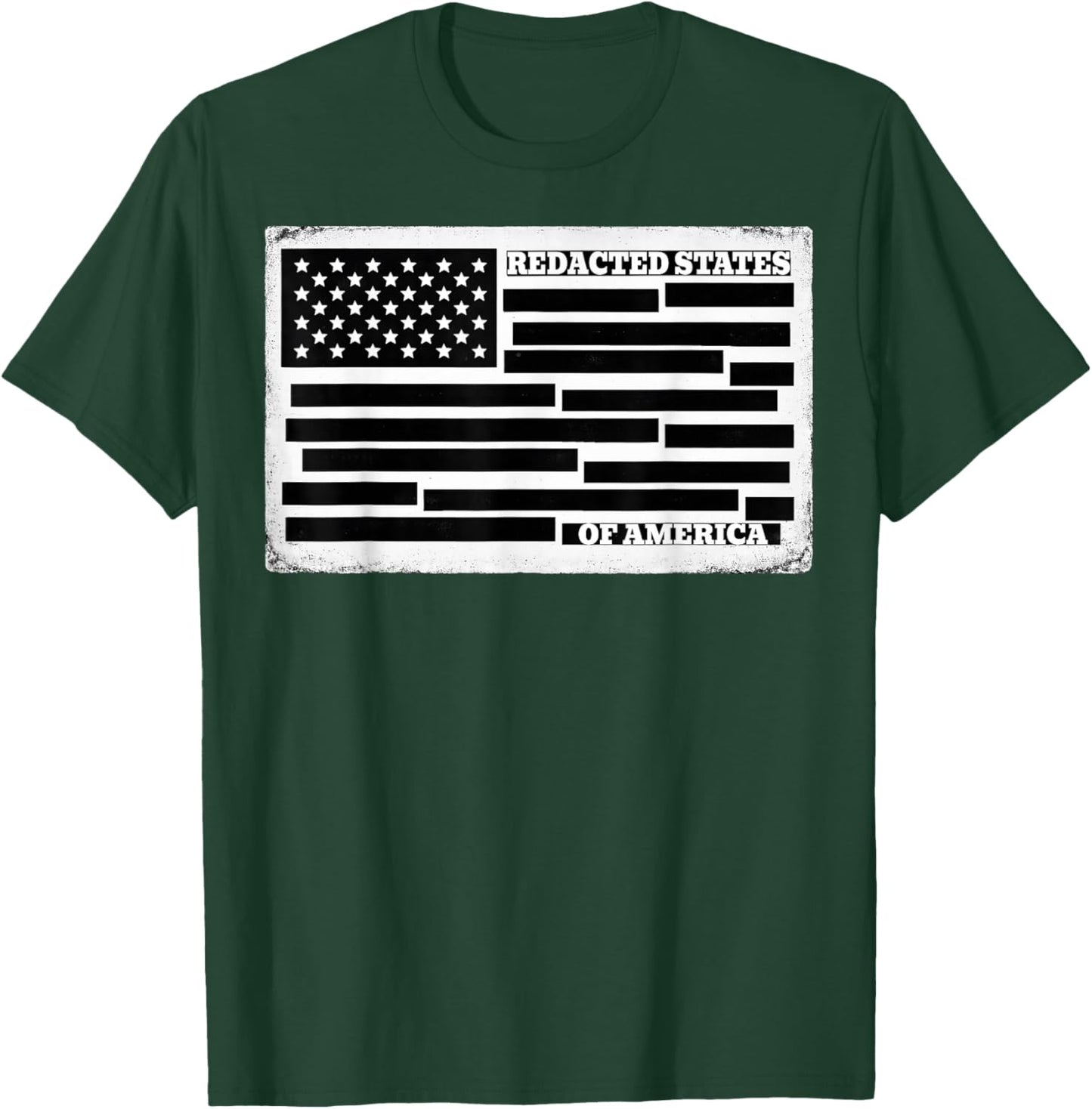 Redacted Files Censored Document American Flag United States T-Shirt - T-Shirt | Forest